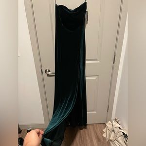 Betsy Adam Strapless Velvet Emerald Green Gown